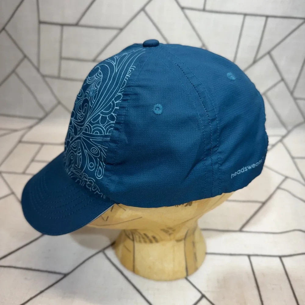 Headsweats Performance Running Hat OS Teal Blue Floral Paisley Adjustable Cap